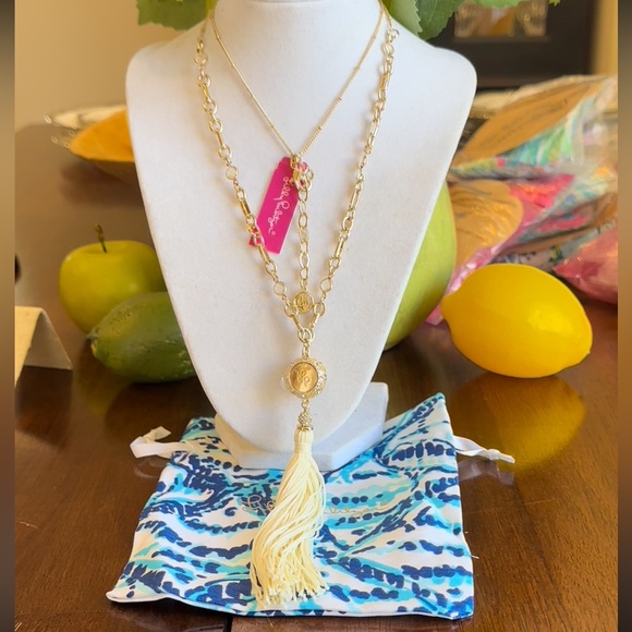 Lilly Pulitzer Sand Dune Tassel Necklace NWT‎